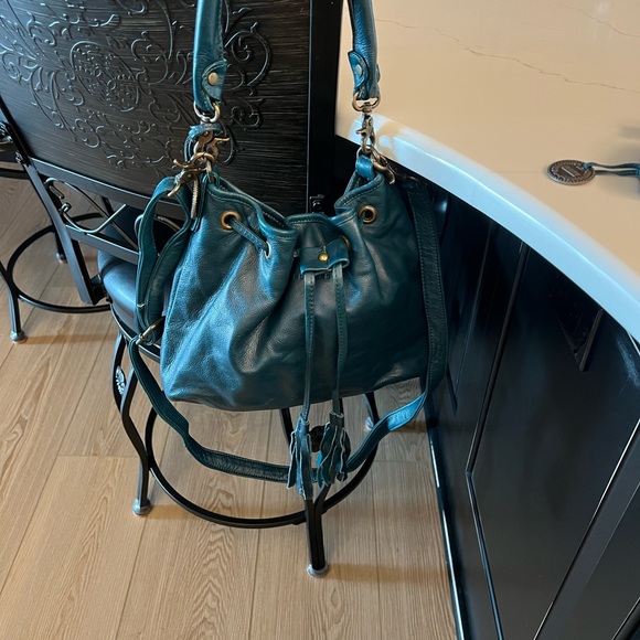 The Wanderers leather crossbody & coin purse Teal/Green - Picture 4 of 8